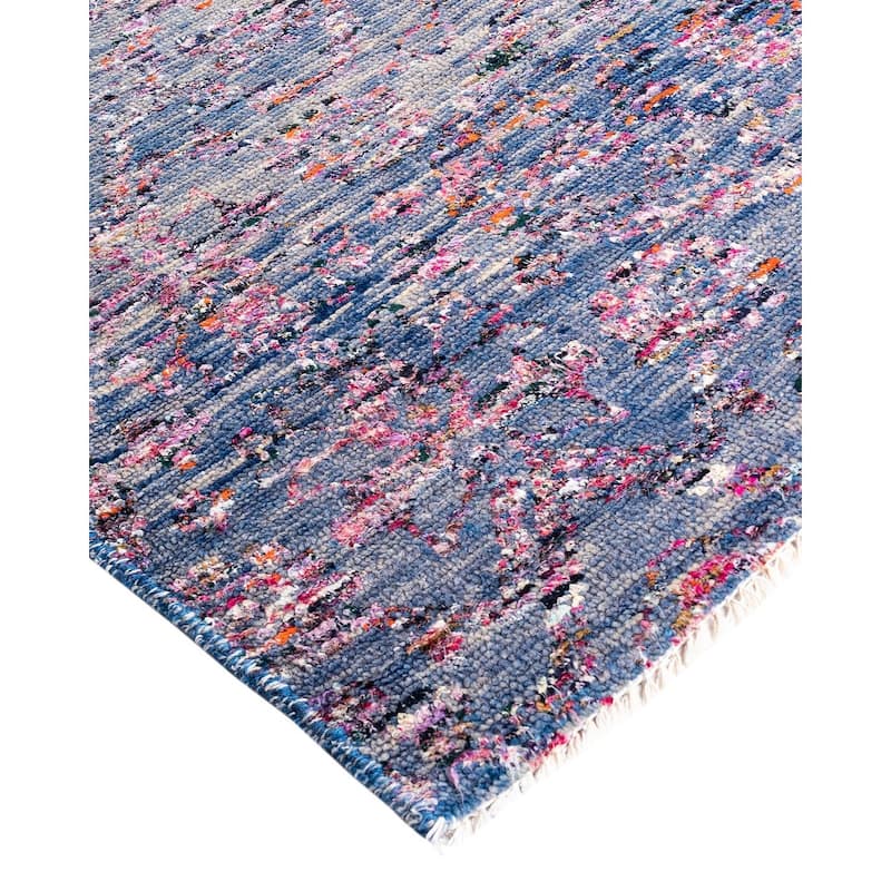 Modern One-of-a-Kind Handmade Area Rug - Blue, 7' 10" x 9' 10" - 7' 10" x 9' 10"