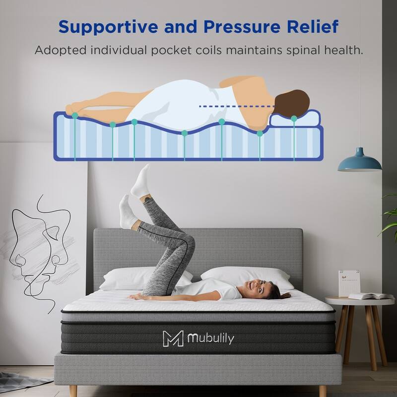 12 in Hybrid Mattress in a Box, Gel Memory Foam, Motion Isolating Individually Pocketed Coils, Medium Firm
