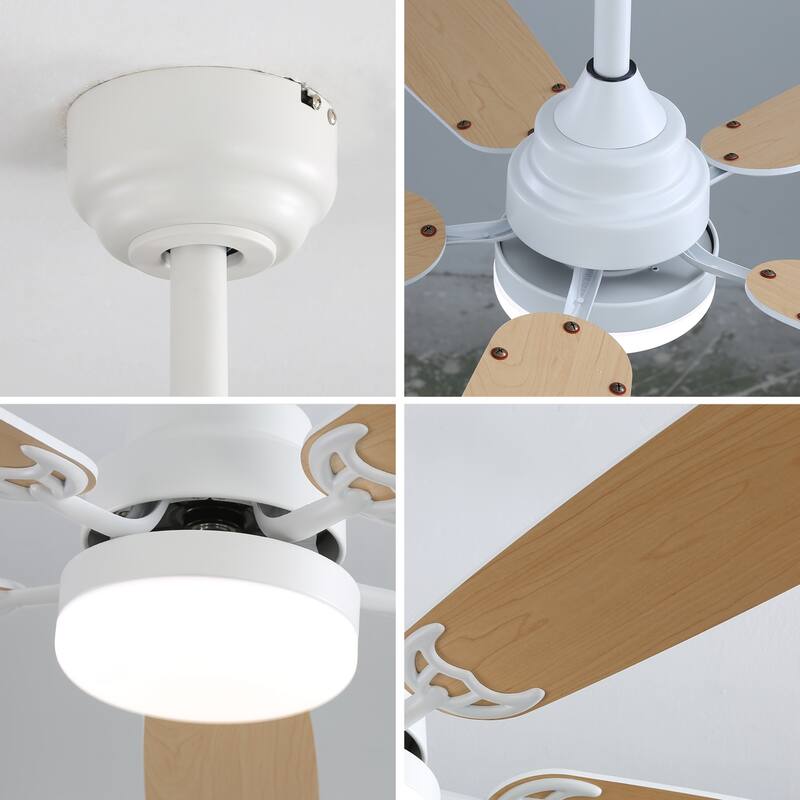 52-Inch Modern LED Ceiling Fan with Dual-Color Blades & Remote