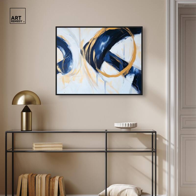 Navy and Gold Rings II Canvas by Art Remedy