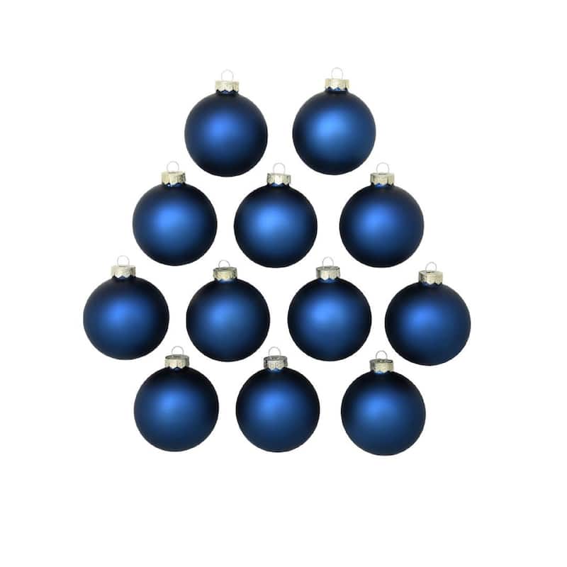 Matte Finish Christmas Ball Ornaments 2.75" (70Mm) Midnight Blue 12Ct