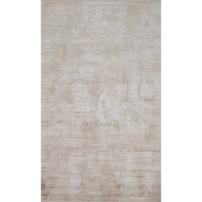 Machine Made Oriental Polyester Carpet Modern Abstract Beige & Ivories Abstract Area Rug - 7' 5'' X 5' 2''