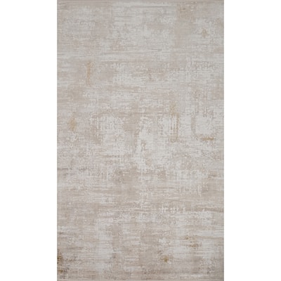 Machine Made Oriental Polyester Carpet Modern Abstract Beige & Ivories Abstract Area Rug - 7' 5'' X 5' 2''