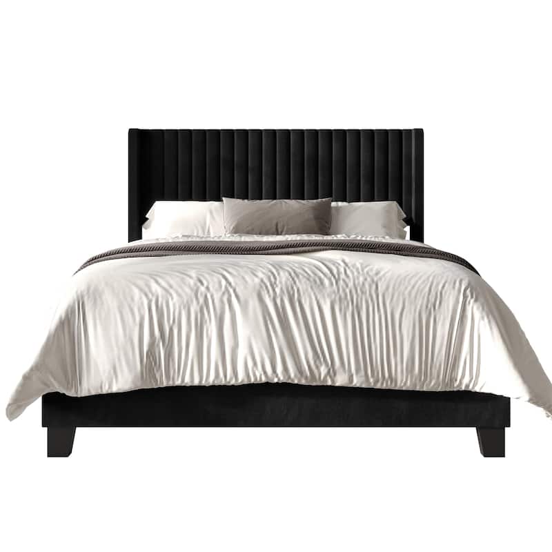 Clayfell Ashland Velvet Upholstered Panel Bed