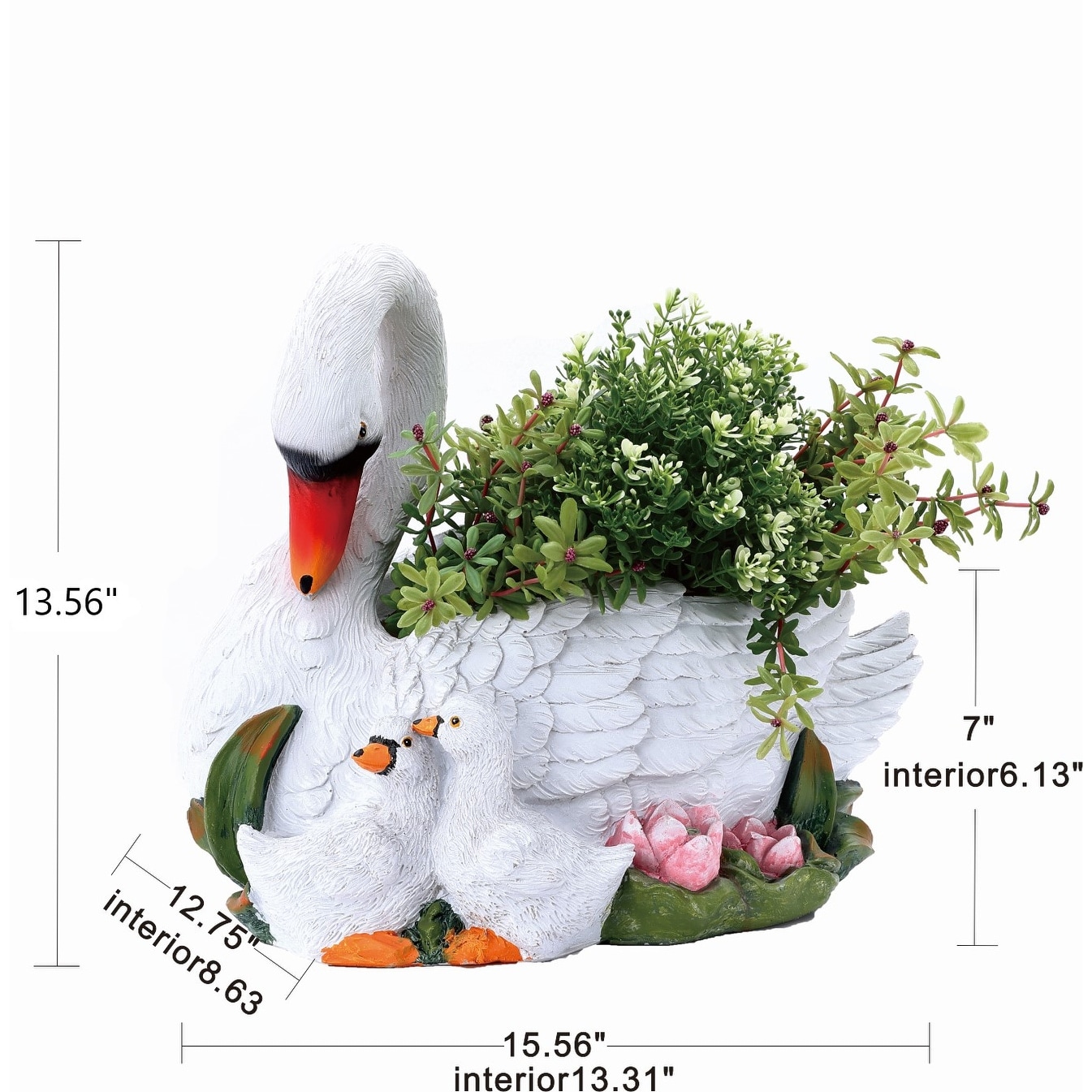 White Resin Swan Family Planter Garden Decor - On Sale - Bed