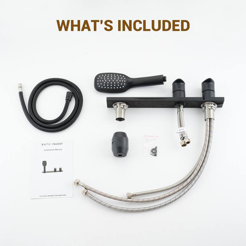 Bathtub Faucet Pressure Balanced 2-Handle Deck-Mount Waterfall Roman Tub Faucet with Handheld Shower Valve Included