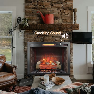 33" Infrared Electric Fireplace Insert, Touch Panel Home Decor Heater