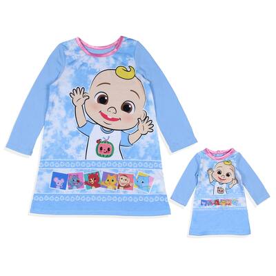 CoComelon Toddler Girls JJ Character Nightgown With Matching doll Gown