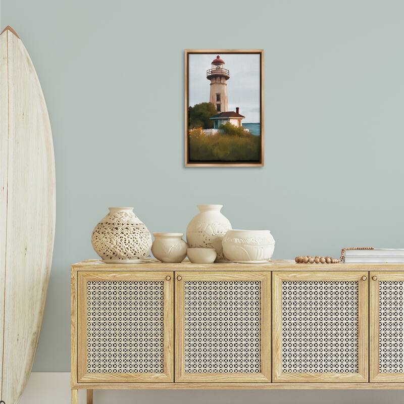 Stupell Scenic Summer Lighthouse View Framed Floater Canvas Wall Art Design By Elizabeth Medley