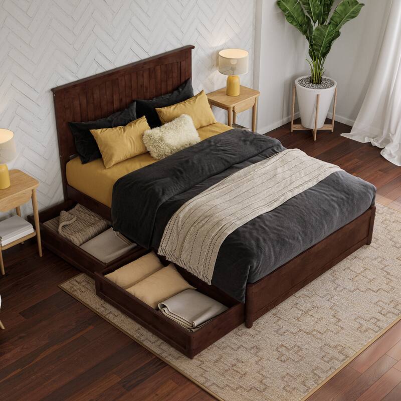Malta Platform Bed with Panel Footboard and Storage Drawers