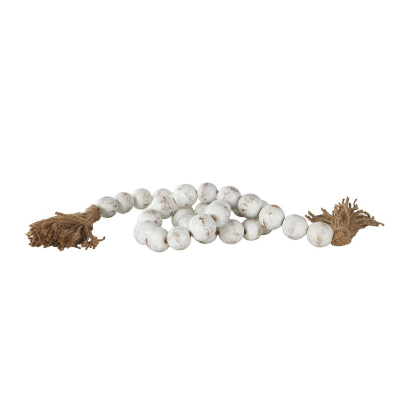 Brown Glass Handmade Round Extra Long Frosted Orb Beaded Garland with Tassel with Knotted Jute Rope