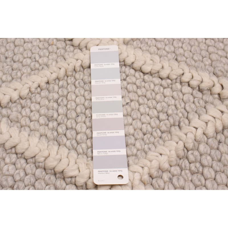 ECARPETGALLERY Braid weave Sienna Grey Wool Rug - 4'1 x 3'10