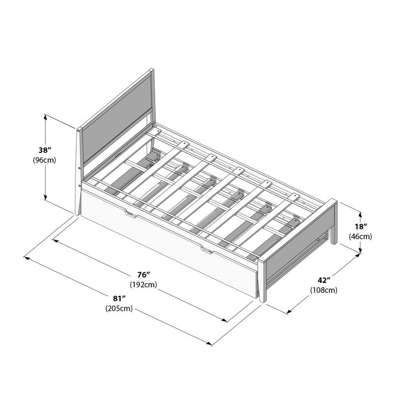 Max and Lily Twin-Size Bed with Panel Headboard and Trundle