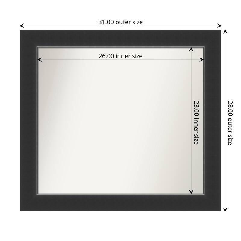 Corvino Black Framed Non-Beveled Custom Wall Mirror, Bathroom Vanity Mirror - Outer Size: 31 x 28