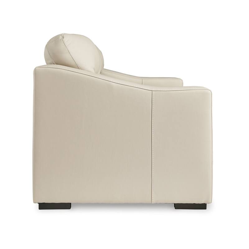 Rove Loveseat, Plush Cushioned Cream Real and Faux Leather, 67 Inch