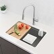 preview thumbnail 12 of 23, STYLISH Solid Stainless Steel Sink Kitchen Faucet, 1 Lever Handle Pull Down Spout Mixer Tap, Stainless Steel Finish