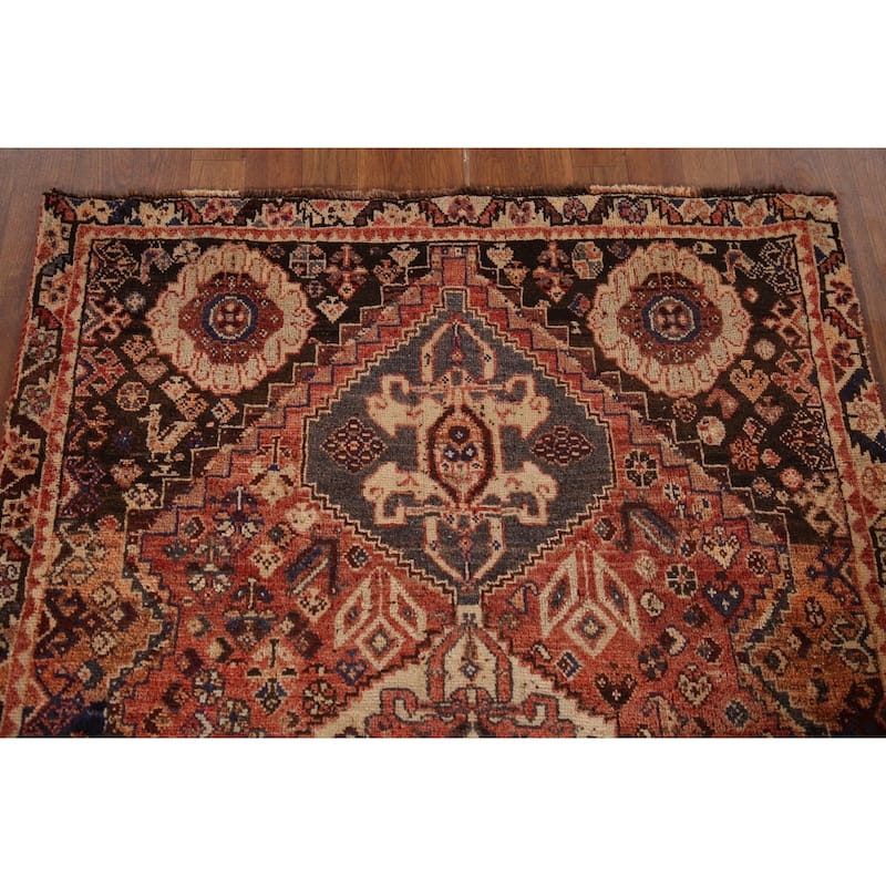 Tribal Shiraz Persian Vintage Area Rug Handmade Wool Carpet - 3'9"x 5'6"