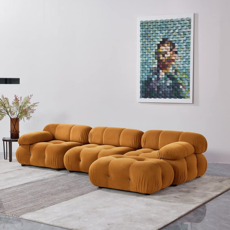 Daimion 4 Pieces Upholstered Sectional - Yellow Velvet