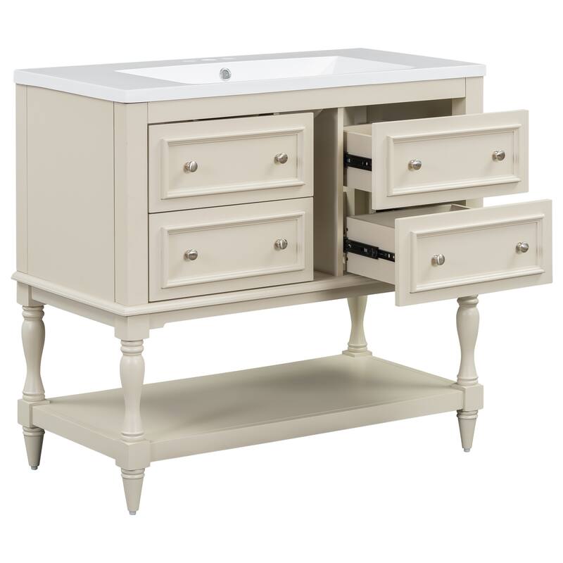 Bathroom Vanity Cabinet Free Standing Vanity Set with 4 Drawers
