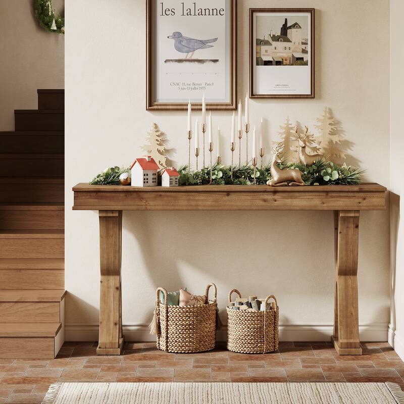 Solid Wood Console Table, Entryway Table, Long Sofa Side Hallway Foyer Table for Living Room