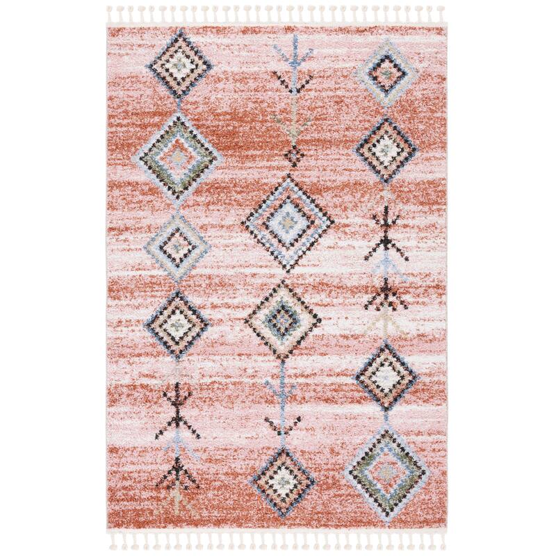 SAFAVIEH Chapel Charrie Moroccan Boho Rug - 6'7" Square - Pink/Turquoise