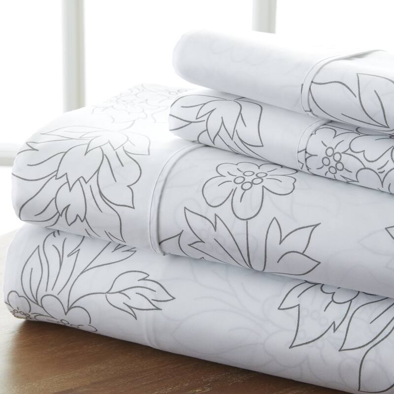 Becky Cameron 4-piece Deep Pocket Vine Pattern Bed Sheet Set