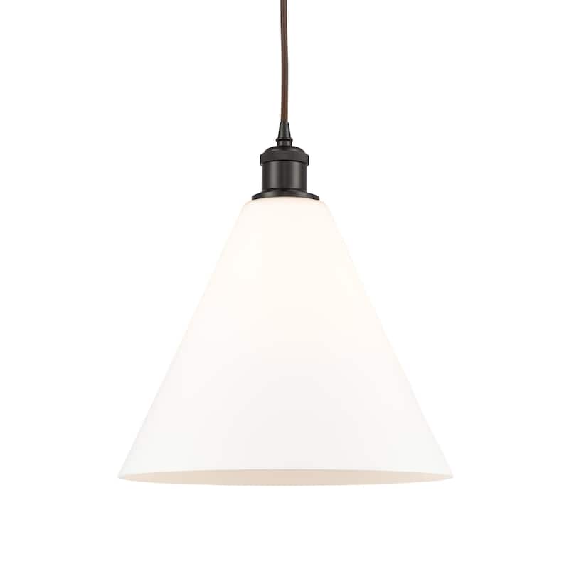 Innovations Lighting 516-1P-15-12 Berkshire Pendant Berkshire 12" Wide - Matte White / Oil Rubbed Bronze