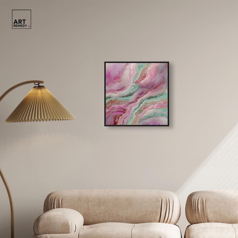 Pink and Mint Crystal IV Canvas by Art Remedy