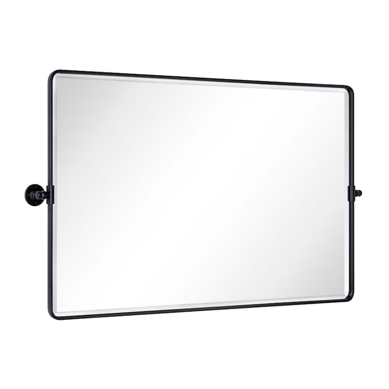 TEHOME Lutalo horizontal Beveled Bathroom / Vanity Mirror - 30" x 48" - Black
