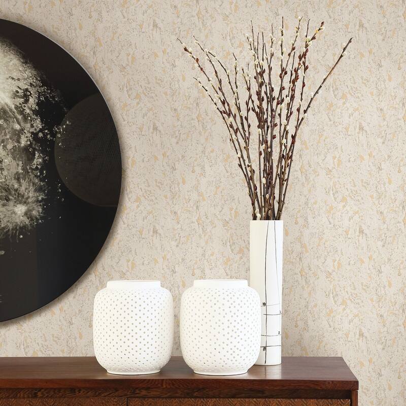 Brewster Adrift White Large Faux Cork Wallpaper - 20.5in x 396in x 0.025in