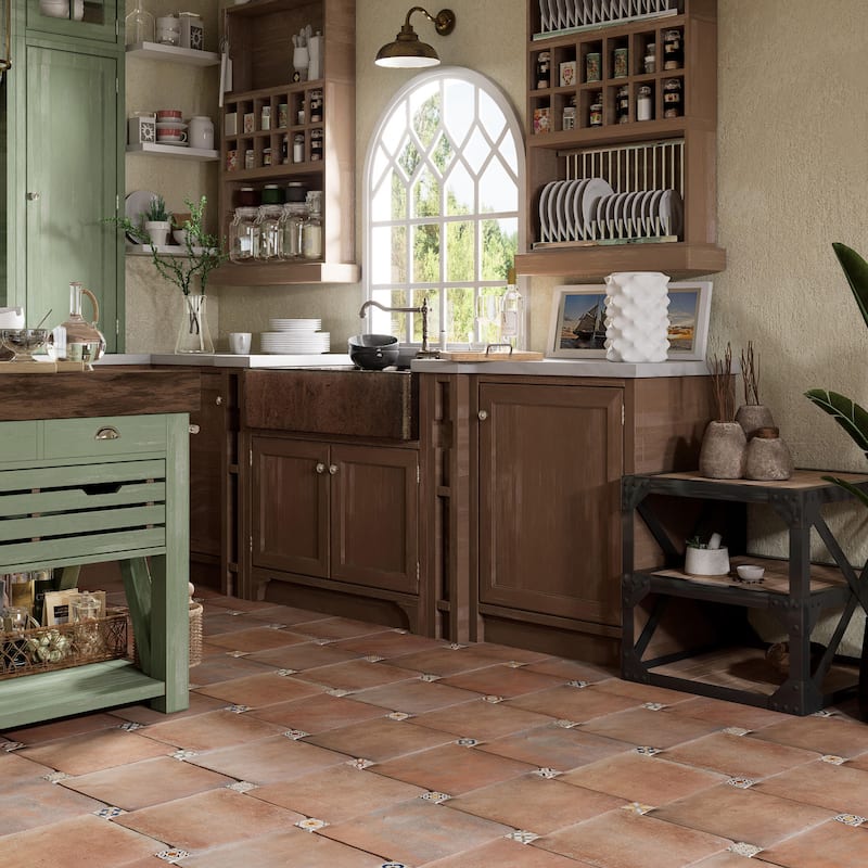 Merola Tile Benisa Marelle Cotto with Paladio Taco 11-7/8" x 14" Porcelain Floor and Wall Tile - Case (22 Tiles)