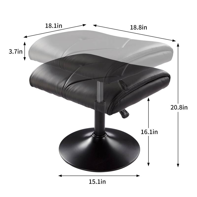 Upholstered Footrest, Height Adjustable Foot Stool, Leather Ottoman Vanity Accent Stools