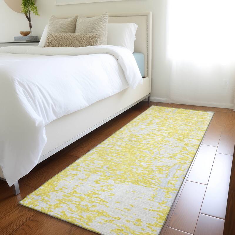 Premium Washable Super Soft Abstract Causal Mayfield Rug - Yellow - 2'3" x 7'6"