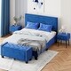 preview thumbnail 1 of 8, 4-Pieces Bedroom Sets Queen Size Upholstered Bed Frame with Rivet Design,Nightstands and Ottoman