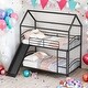preview thumbnail 2 of 29, Modren Twin Over Twin Metal Bunk Bed With Slide,Convertible Into Two Separate Small Beds for Bedroom