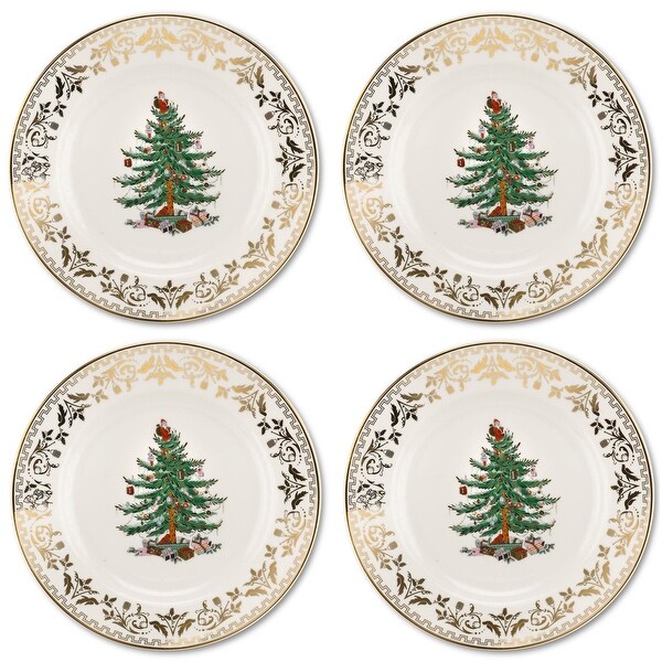 Spode Christmas Tree Gold Collection Set of 4 Salad Plates - 8