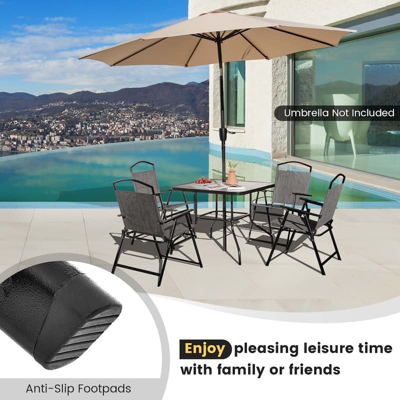 Costway Patio Folding Dining Chairs Set of 4 with Cozy Seat Fabric & - See Details