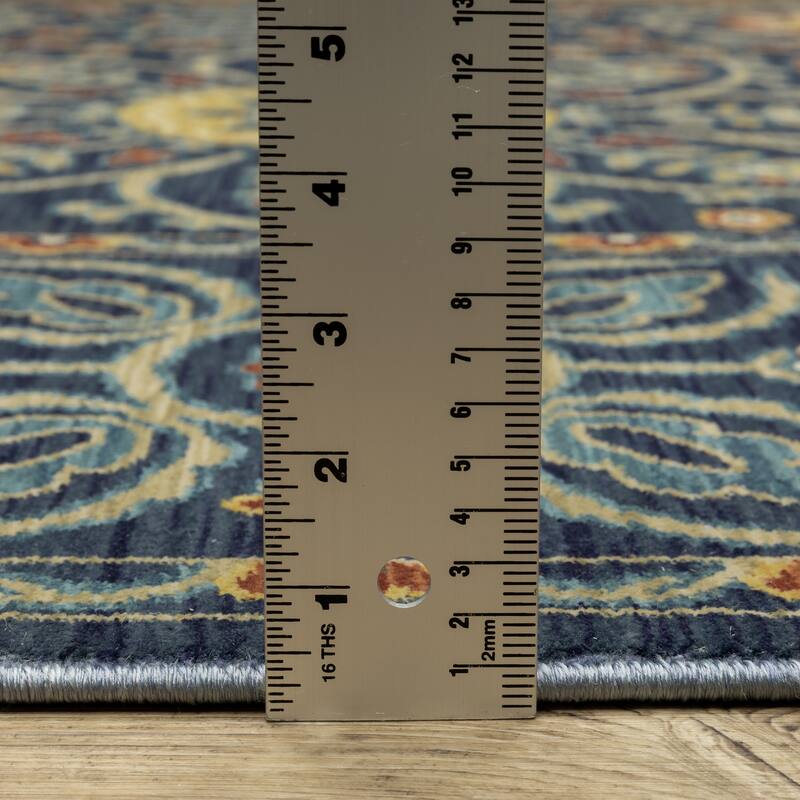 Style Haven Federica Bohemian Medallion Blue/ Rust Fringe Edge Area Rug