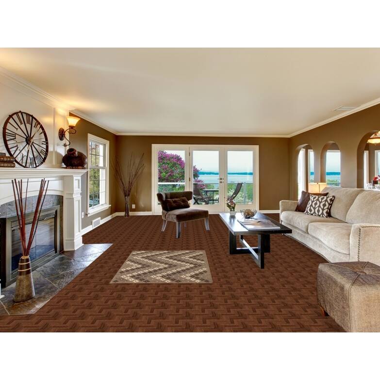 Brown Geometric Kilim Oriental Area Rug Flatweave Wool Carpet - 3'5"x 4'11"