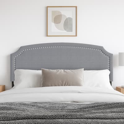 Cora Upholstered Clipped-corner Headboard w/ Nailhead Trim