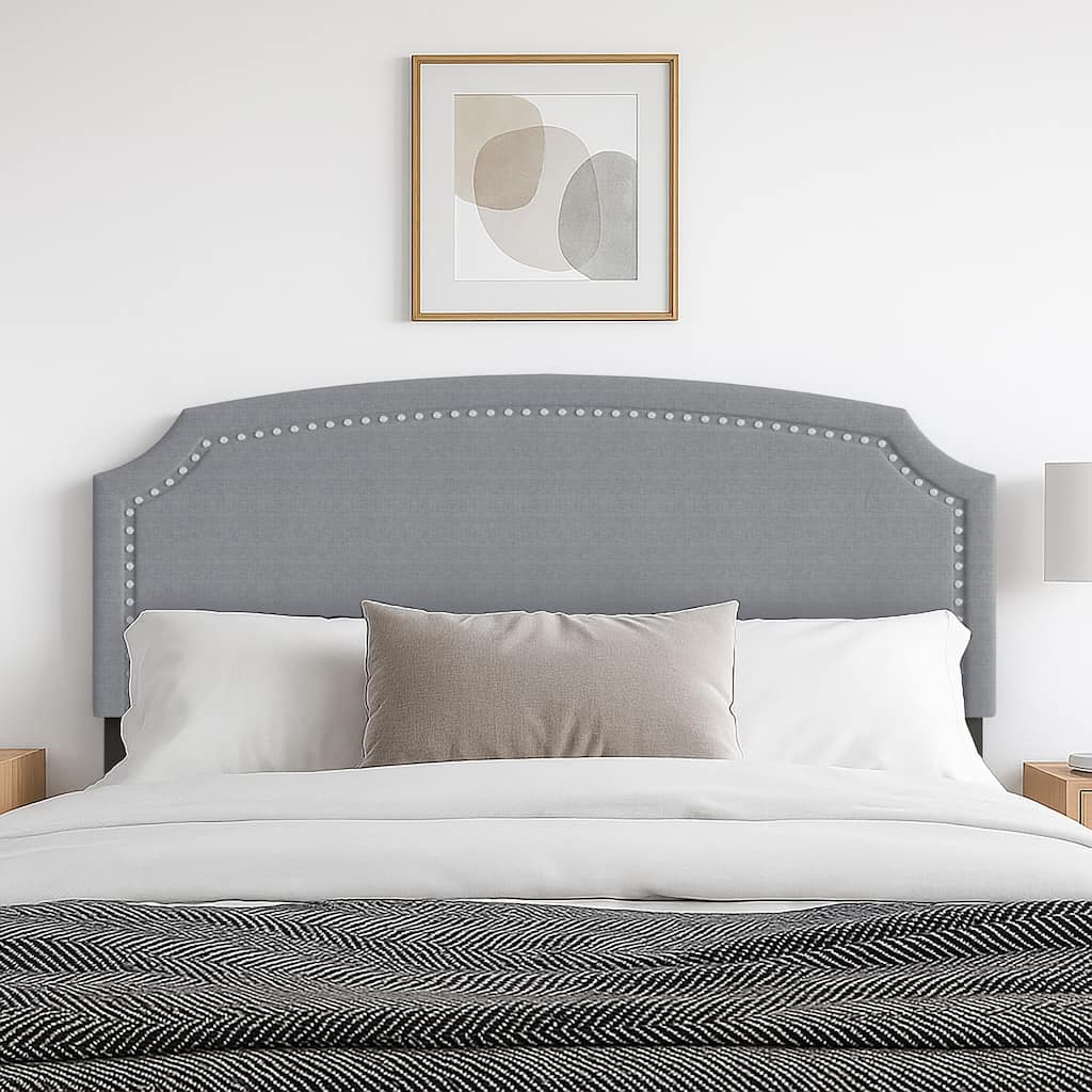 Cora Upholstered Clipped-corner Headboard w/ Nailhead Trim