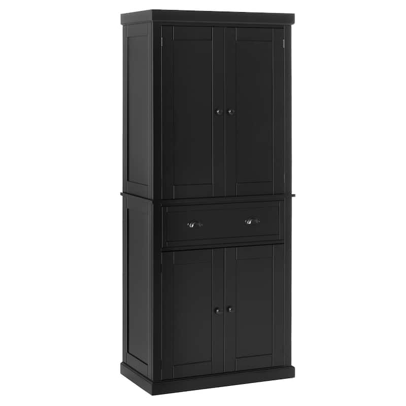 HOMCOM 72" Traditional Freestanding Kitchen Pantry Cupboard with 2 Cabinet,Drawer and Adjustable Shelves - N/A