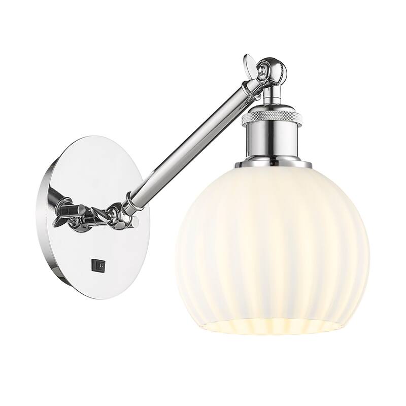 Innovations Lighting 317-1W-8-6 White Venetian Sconce White Venetian - Polished Chrome