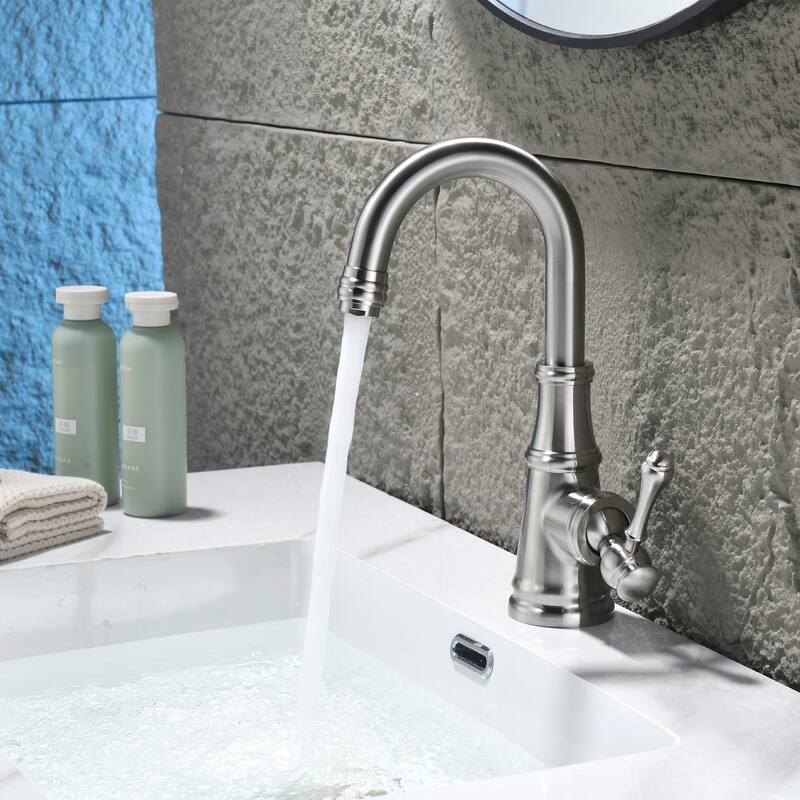 10.9"H Solid Brass Single-handle Bathroom Sink Faucet