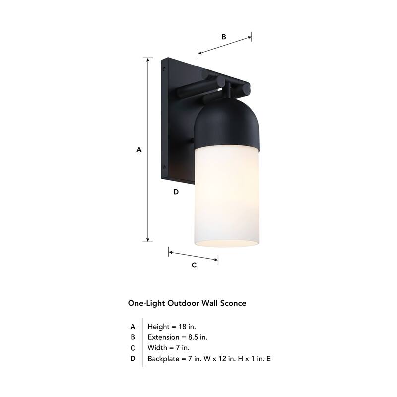 Ever Spring 7 in. 1-Light Black Outdoor Wall Sconce Light for Porches - 18