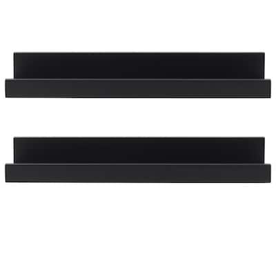 Melannco Set of 2 Black Floating Photo Ledges, 14 Inch