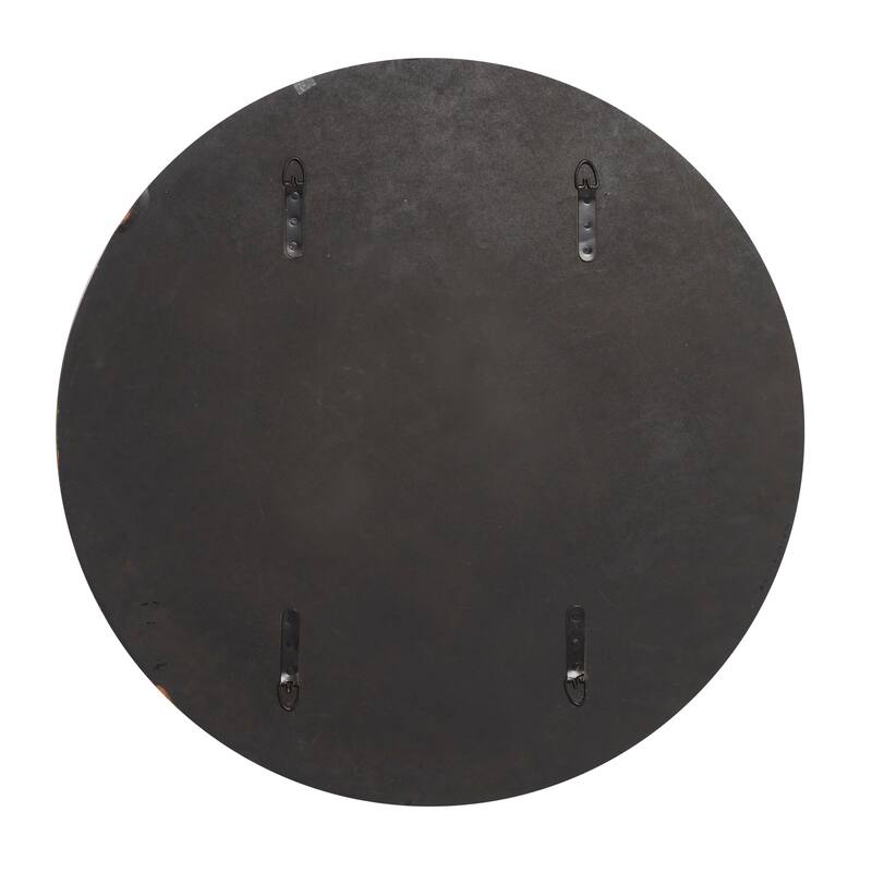 Black Glass Wall Mirror with Marble Accent - 28 x 1 x 28Round
