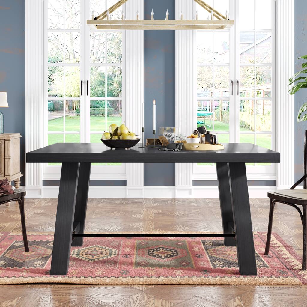 Modern Espresso Solid Wood Rectangular Dining Table - Overstock - 36742164