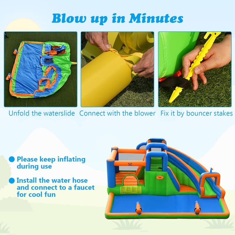 Gymax Inflatable Water Slide Giant Bounce Castle w/ Dual Climbing
