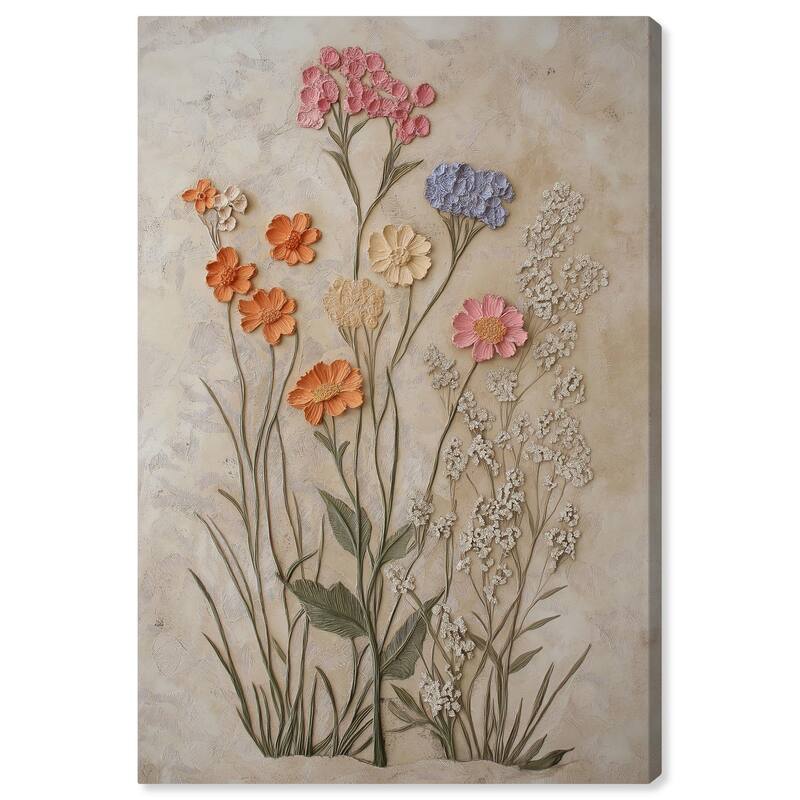Sculpted Flora Frieze IV Canvas by Art Remedy, Gallery Wrapped - 20" x 30"